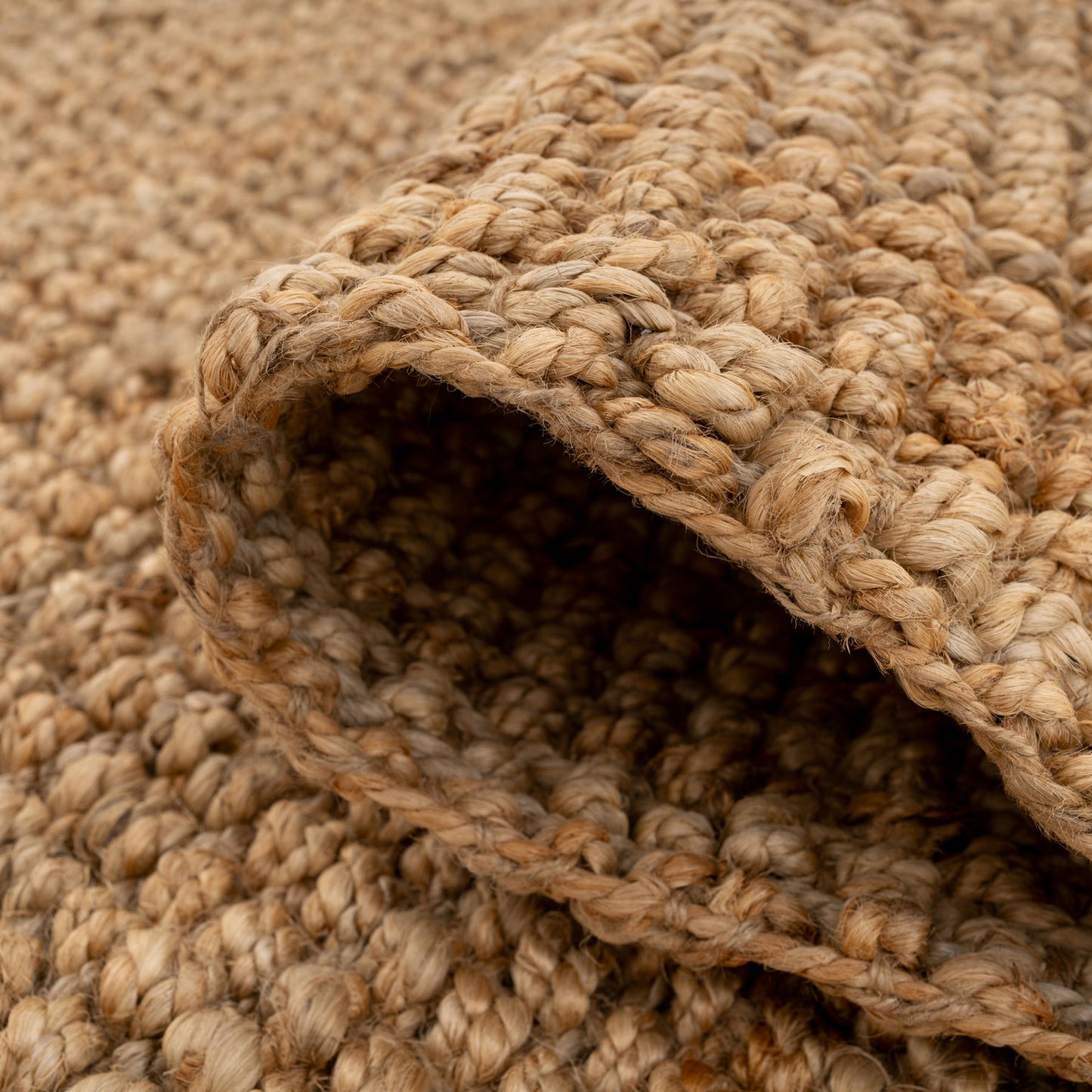 Natural Woven Square Rug - Braided