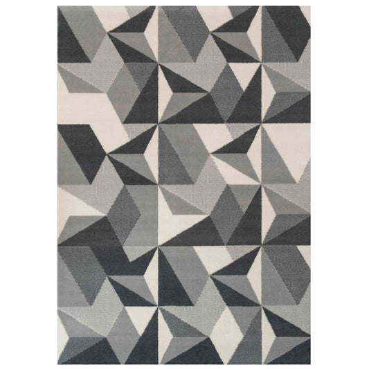 Grey Modern Geometric Living Room Rug