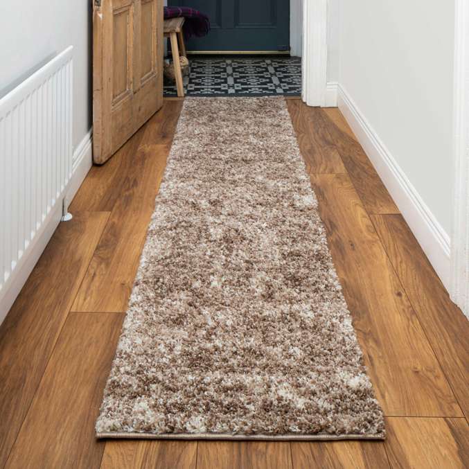 Light Brown Mottled Shaggy Living Room Rug