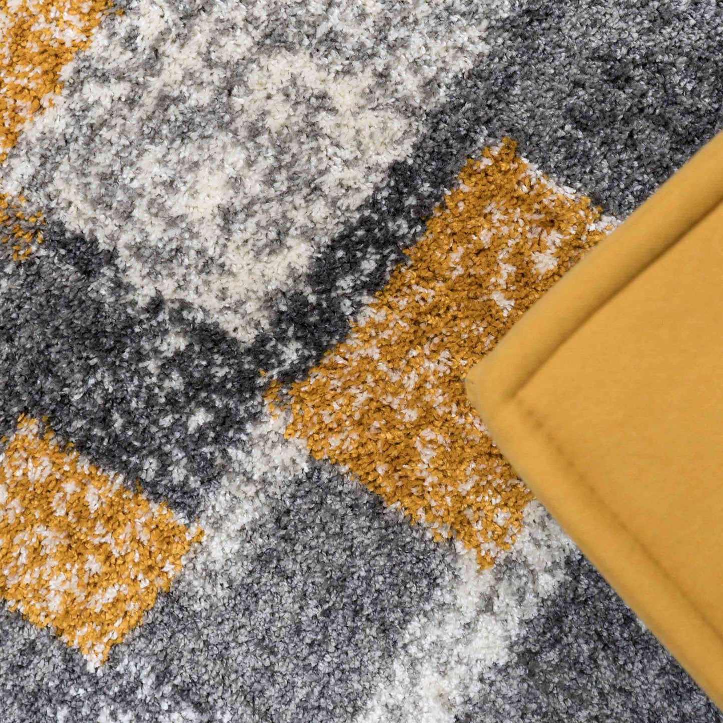 Retro Yellow Mottled Shaggy Living Room Rug