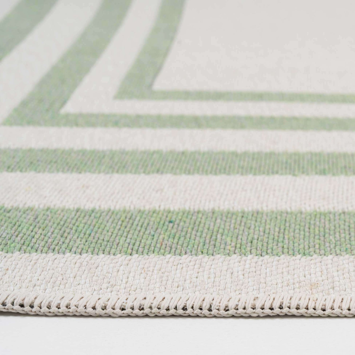 Fine green cotton carpet 210x150 I Handicraft of Portugal online