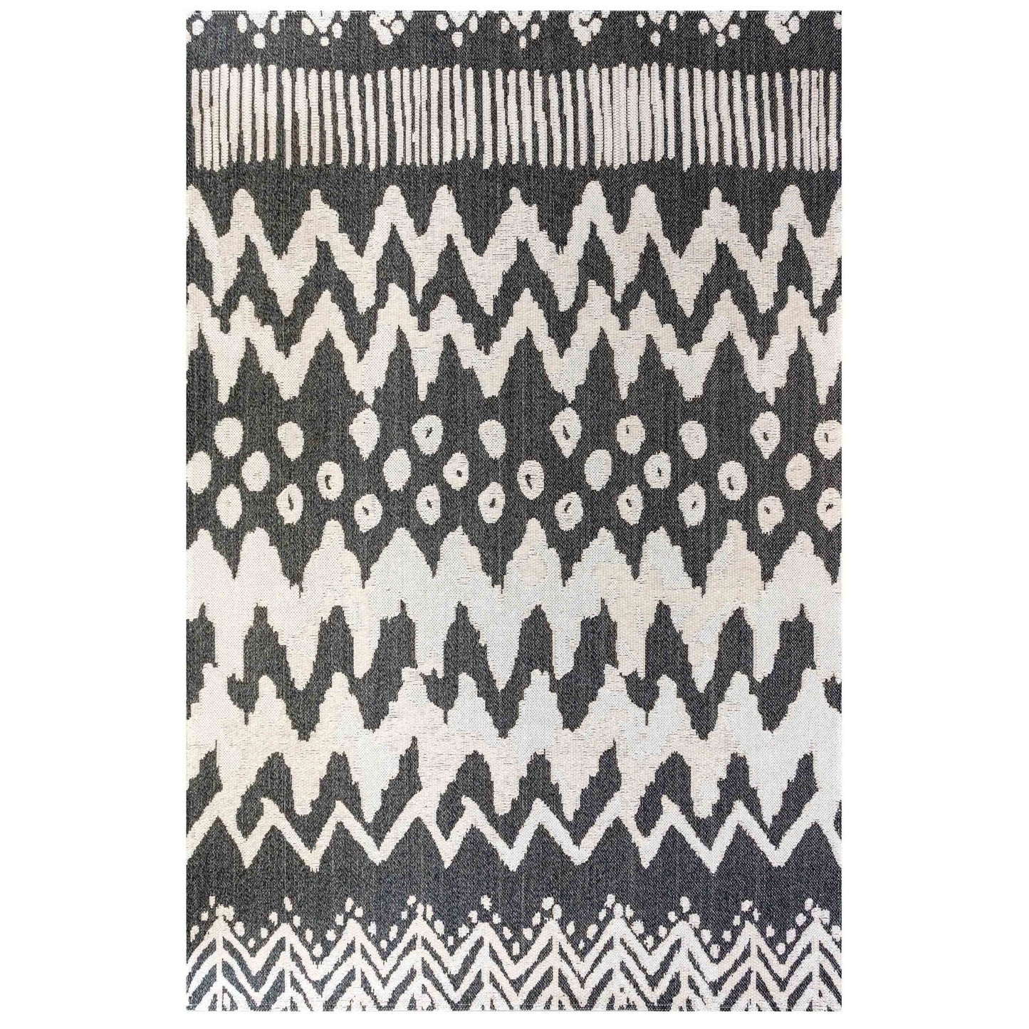 Black Geometric Recycled Cotton Rug - Lana