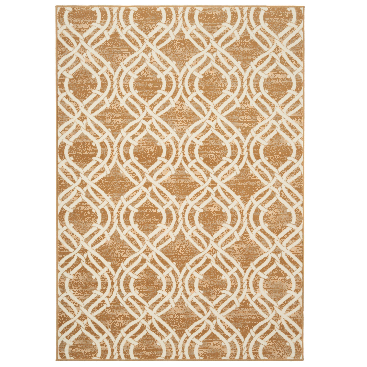 Beige Woven Trellis Living Room Rug