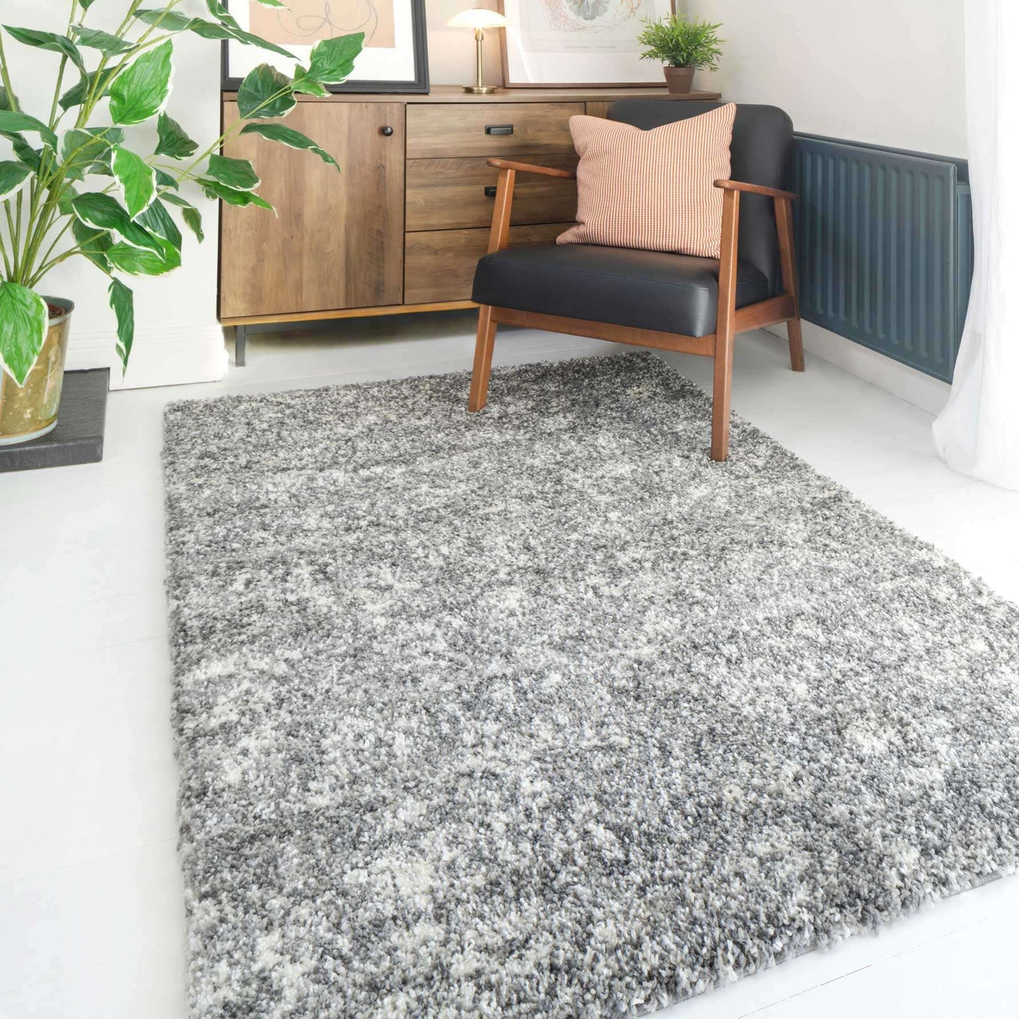 Silver Shaggy Rug for Living Room