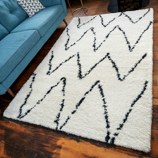 Soft Berber Moroccan Chevron Shaggy Bedroom Rug - Nivala