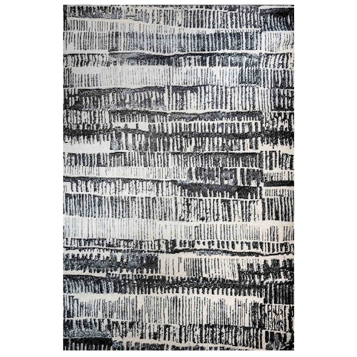 Grey Distressed Striped Living Room Rug