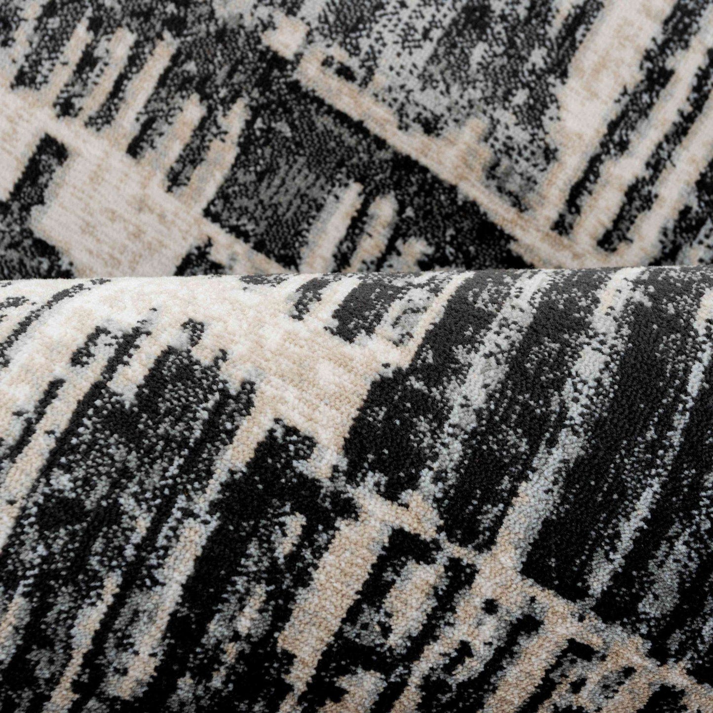 Grey Distressed Striped Living Room Rug