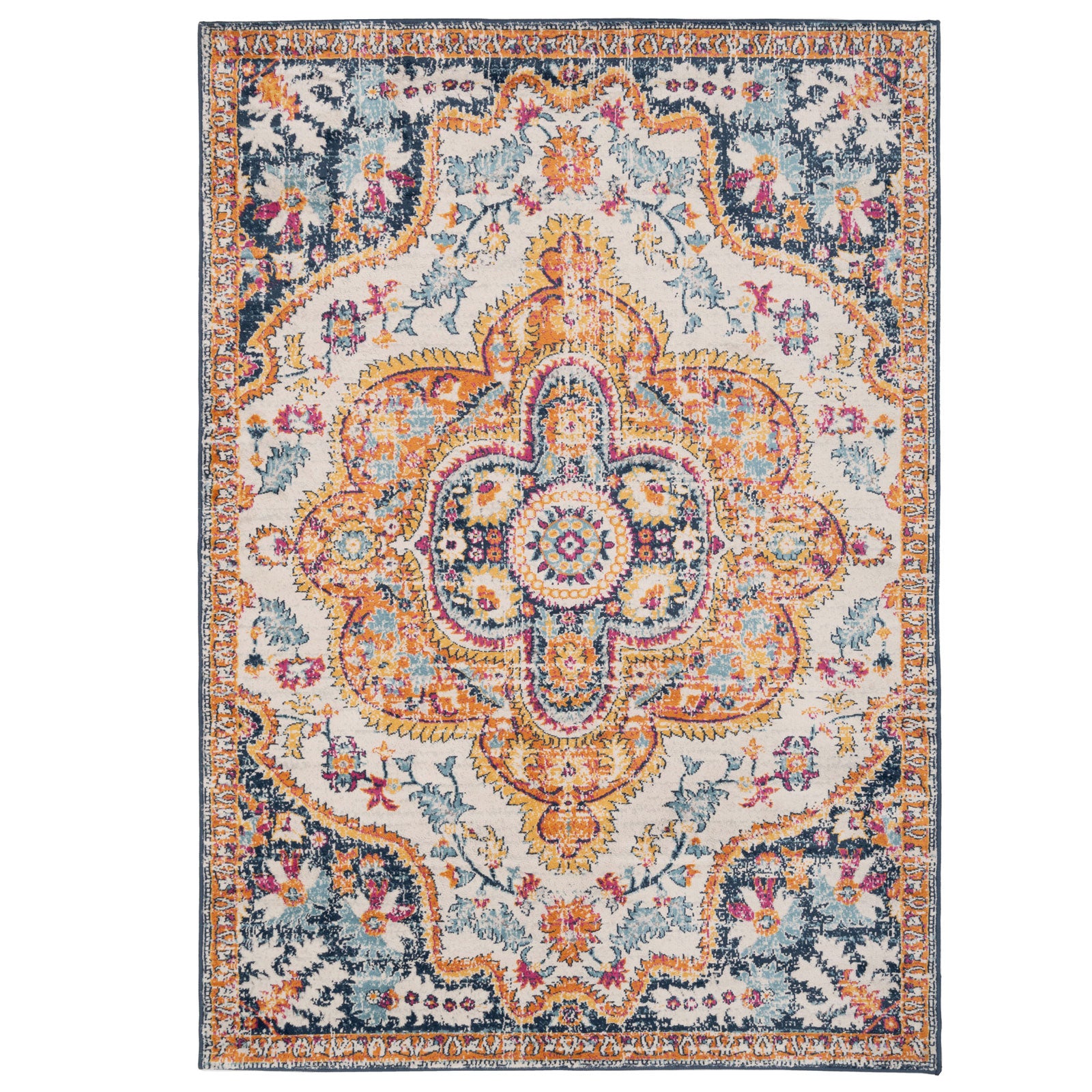 Multicolour Medallion Area Rug | Living Room Rugs | Kukoon Rugs Online