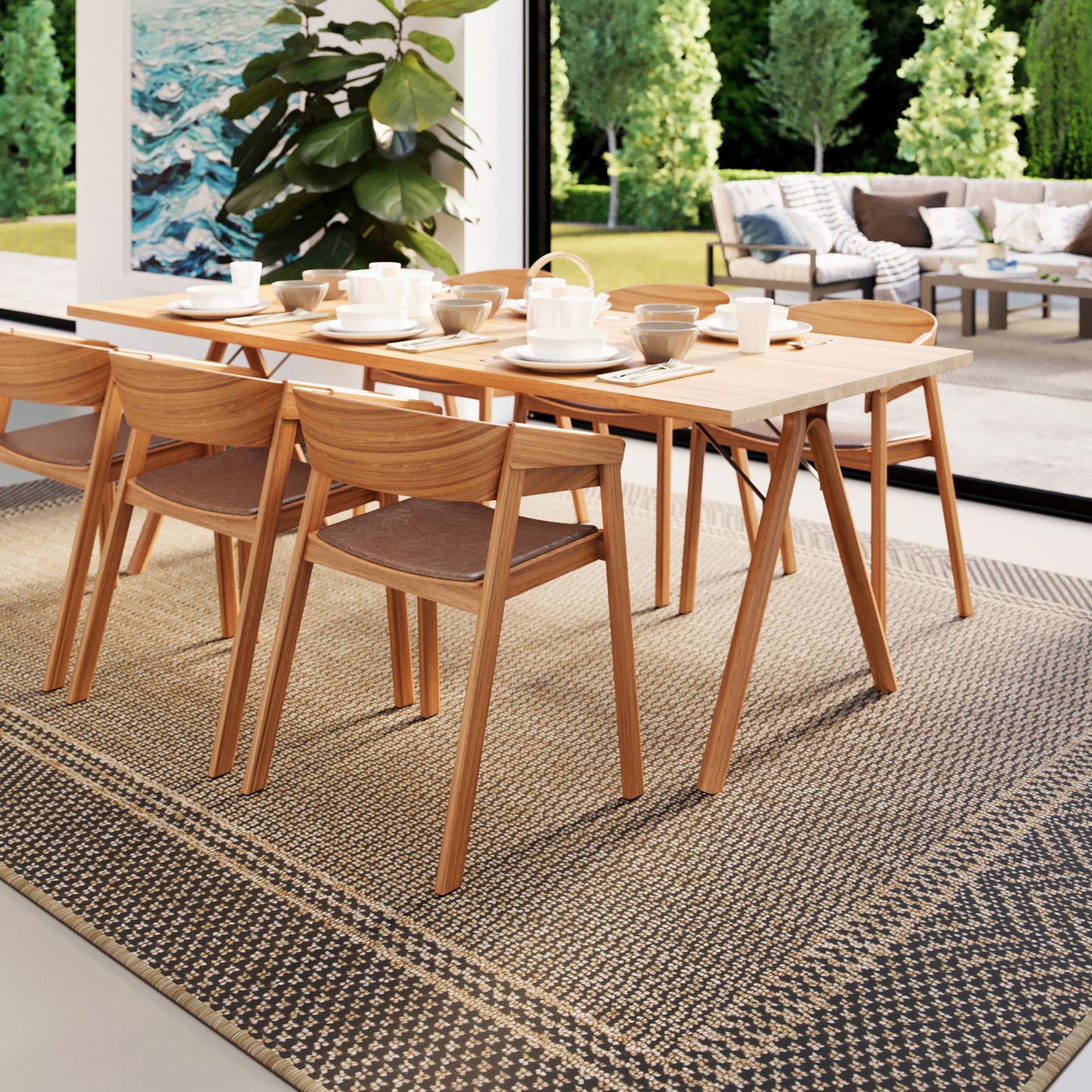 Jute Brown Border Area Rug - Morelle