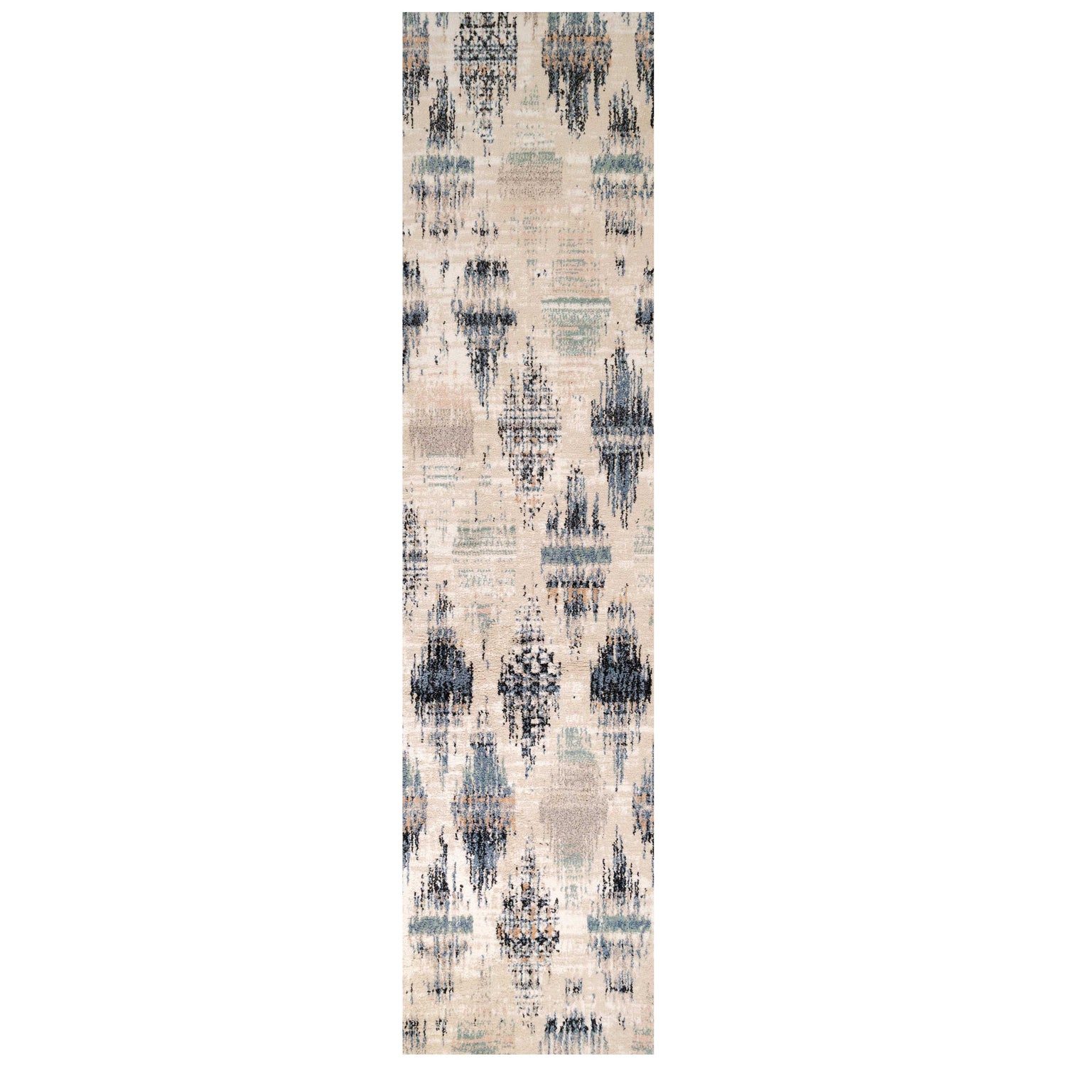 Blue Mottled Trellis Hall Runner Rug