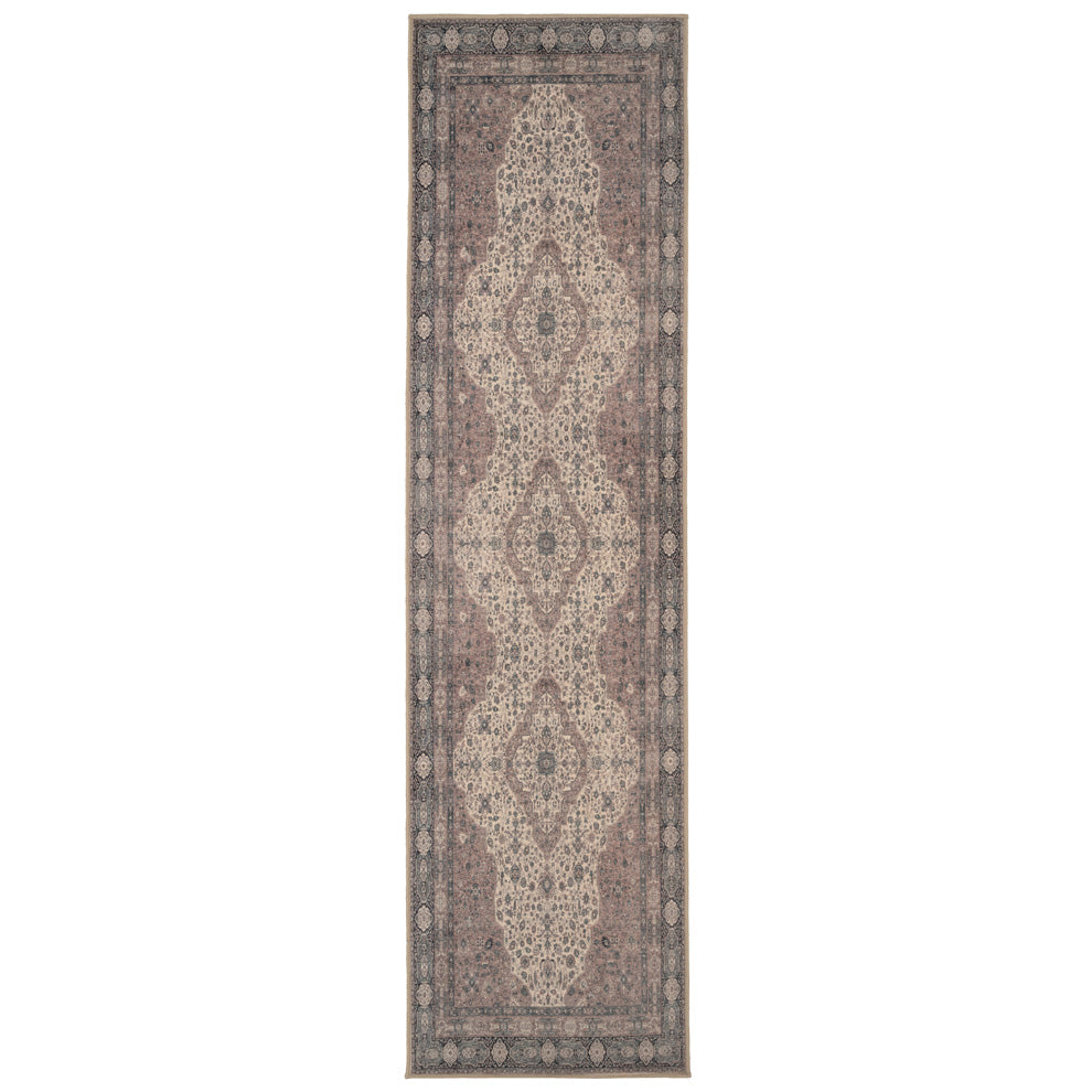 Teal Medallion Washable Runner Rug - Caragh