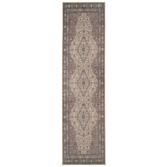 Teal Medallion Washable Runner Rug - Caragh