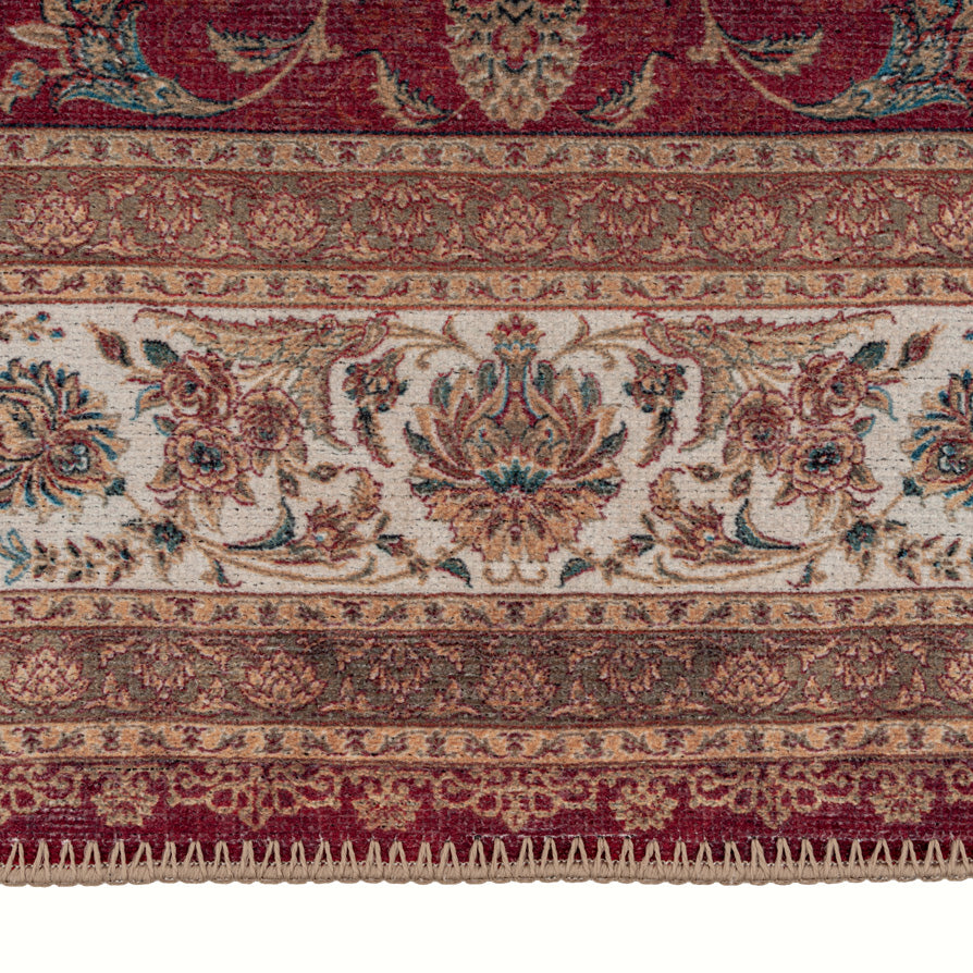 Red Elegant Washable Runner Rug - Talia