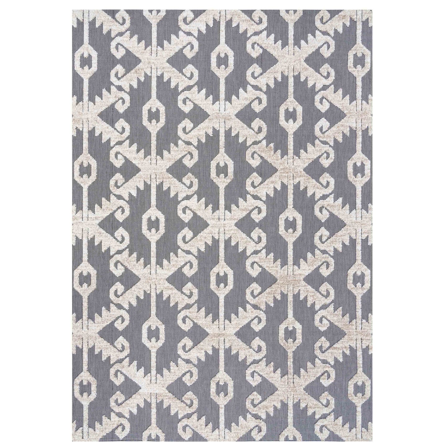 Soft Grey Elegant Trellis Weatherproof Outdoor Runner Rug - Sierra