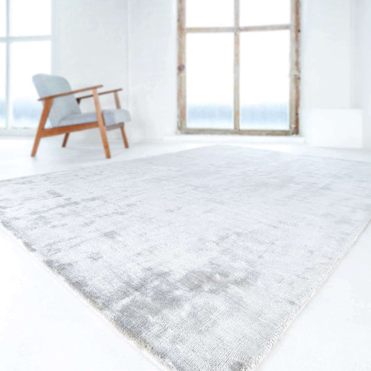 Luxury Silver Viscose Area Rug