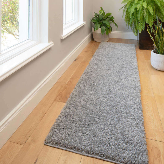 Silver Shaggy Runner Rug