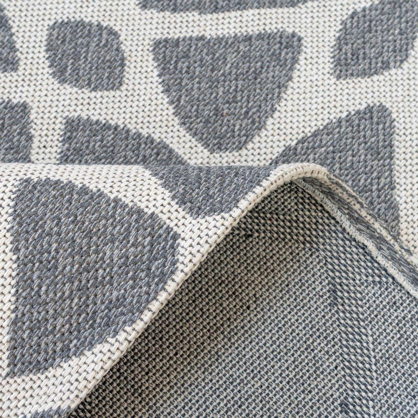 Art Deco Grey Woven Sustainable Recycled Cotton Rug